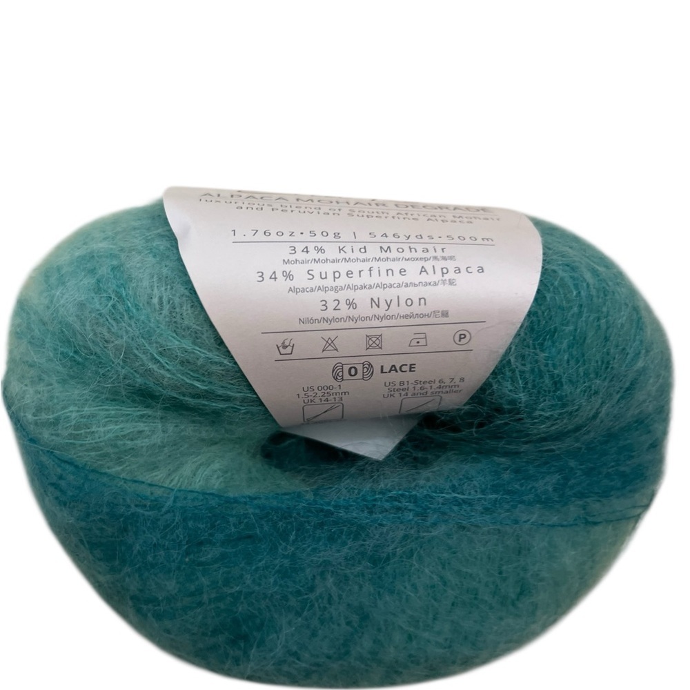 3 Ella Rae ALPACA KID MOHAIR DEGRADE Lace weight yarn Under The Sea Blue Green - Picture 6 of 7
